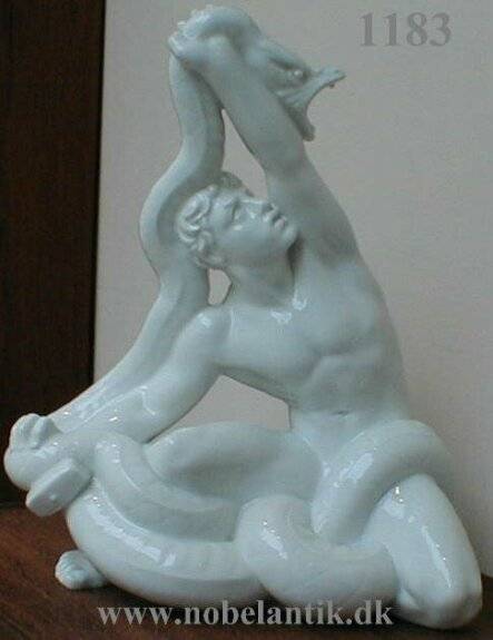 Thor med midg�rdsormen, - H. 39.5 cm. - 13800.-